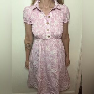 Free People Pink Floral Smocked Dress
